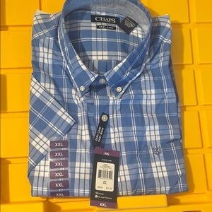 Chaps Blue and White Casual Button Down Shirt